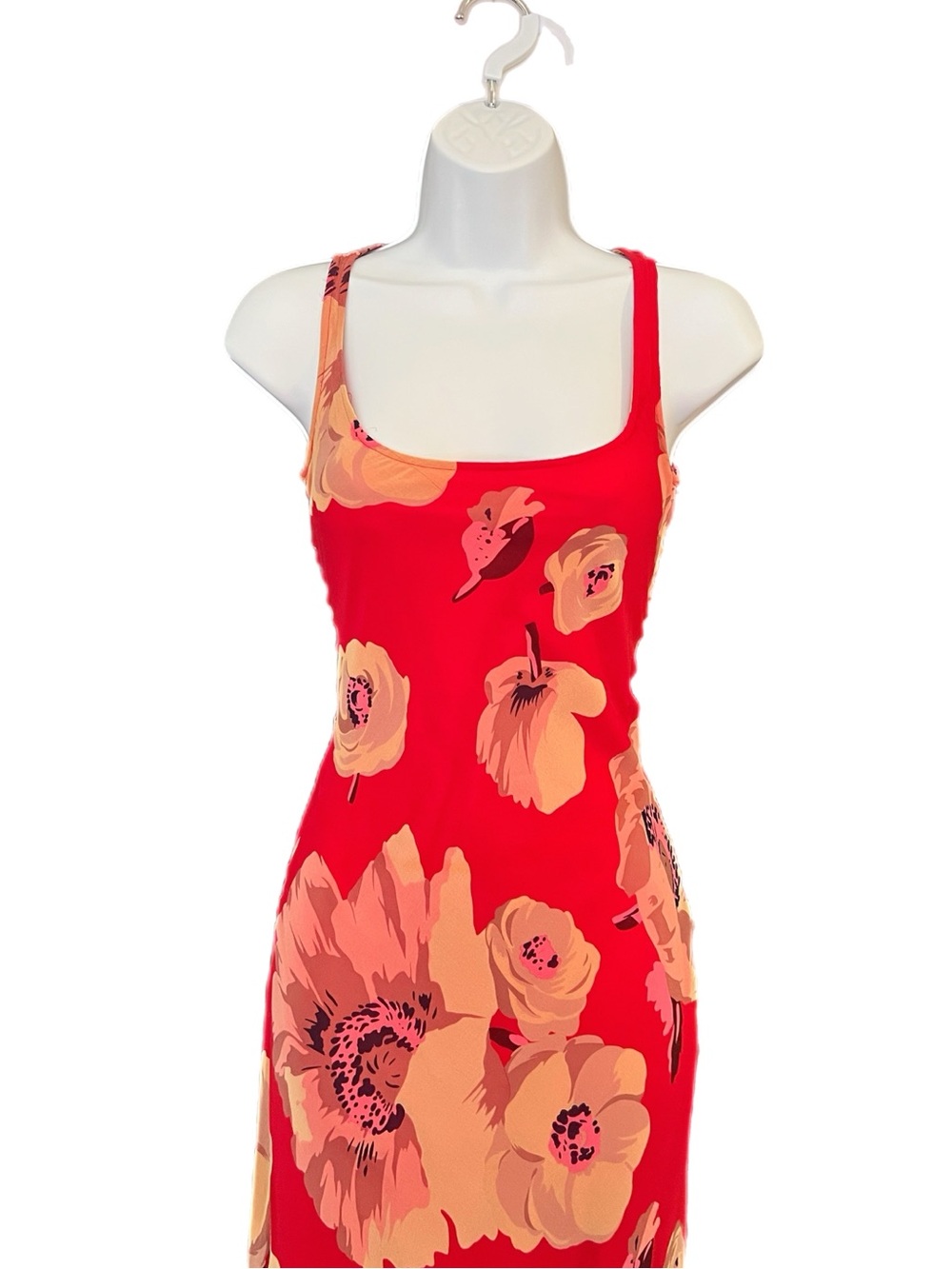 Vintage Betsey Johnson New York Silk Sheer Mesh Floral Slip Dress w/ Flower Pin - Picture 3 of 13